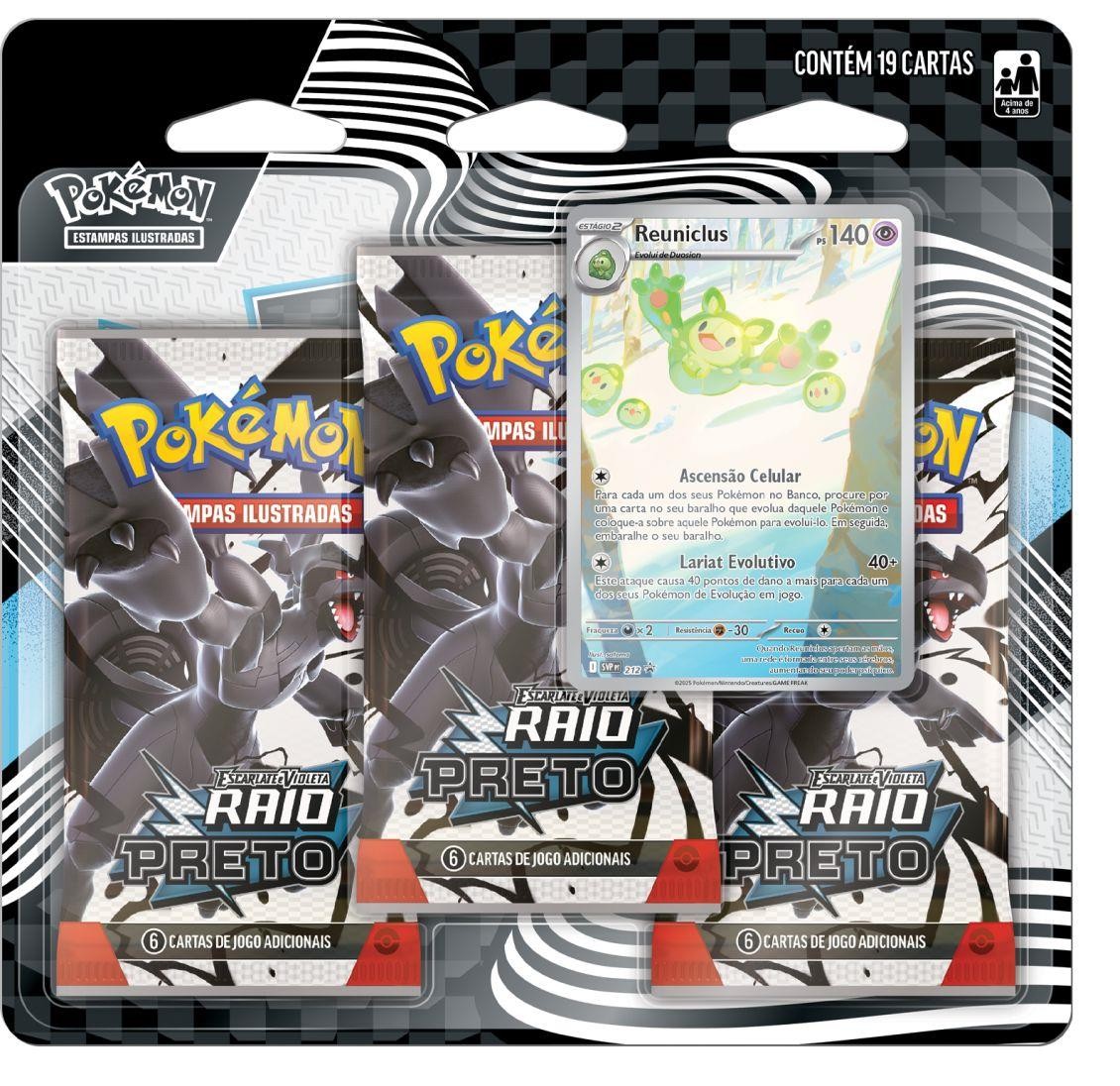 Imagem do 3 BLISTERS TRIPLOS POKEMON EV 10.5 RAIO PRETO REUNICLUS
